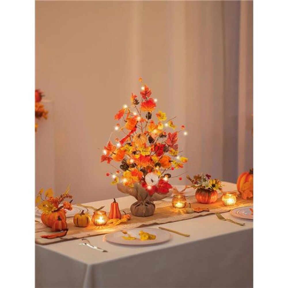 Fall Decorations for Home Table: 19.7 Inch Faux Tree with Timer 30 LED - Picture 4 of 7